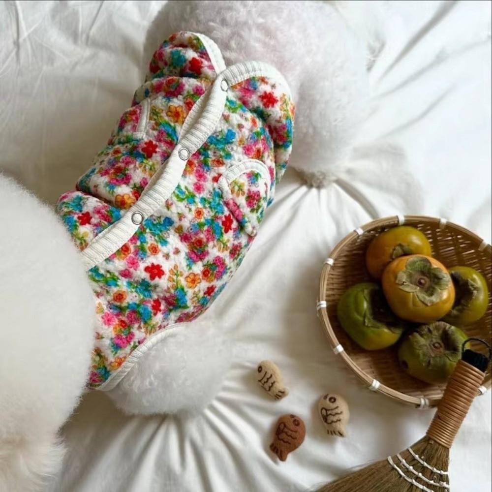 Fashion Flower Dog Clothes Autumn Winter Plush Dog Vest New Cat Pet Costume Small Dogs Cat