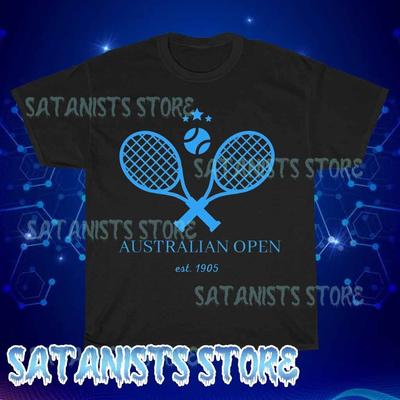 New Australian Open Tennis Tournament Men's Black T-shirt Funny Size S To 5XL