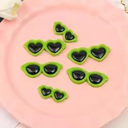 Bag of 100 Round Summer Heart Sunglass Flat Back Resin Cabochons DIY Craft for Souvenirs Artificial Style