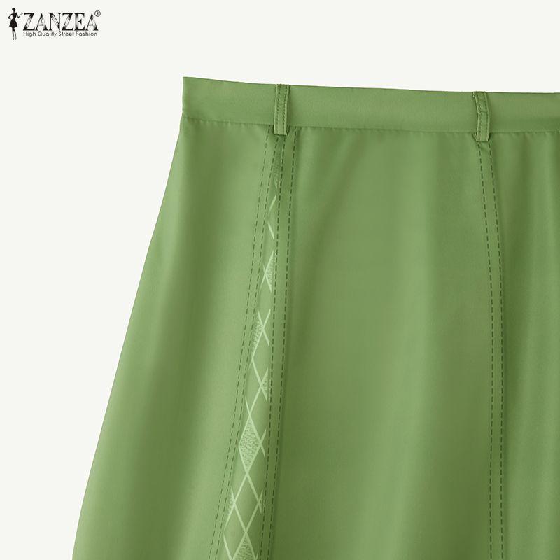 ZANZEA Women Casual Elegant Print Loose Summer Long Skirts