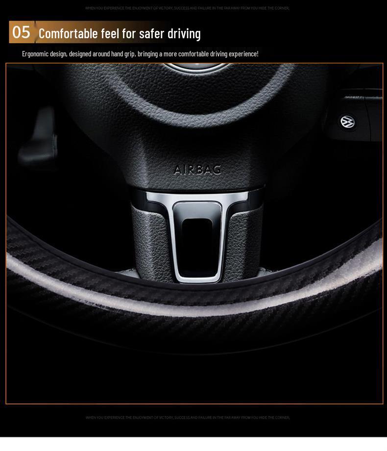 Pokrowiec na kierownicę z włókna węglowego Subaru do Forester, XV, Outback, Legacy, BRZ - Antypoślizgowy pokrowiec na kierownicę