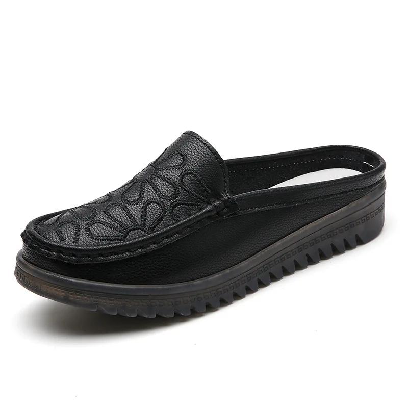 

Женские тапочки Весна Новые Повседневные Полуботинки Женские Слипоны Закрытый Носок Сандалии Zapatos De Mujer Женские Туфли-слингбэки 42 чёрный