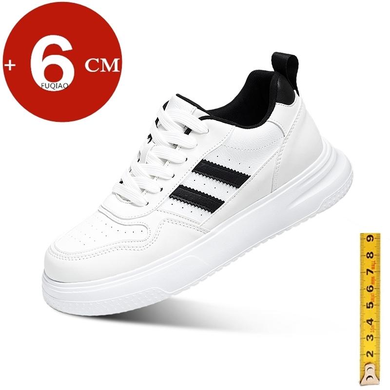 Unisex Leather Casual elevator Sneakers 6CM Height Increasing Shoes Breathable Lightweight Comfortable Men Women Walking Shoes