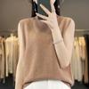Women Tank 100% Wool Sleeveless MODERN NEW SAGA Spring Autumn T-shirt Turtleneck Knit Wool Top Soft Basic Vest Female