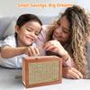Wood Money Box with Counter Target Number Sticker Large Capacity Piggy Bank Coin Cash Container Kids Adults Money Saving Case Jar Christmas Gift