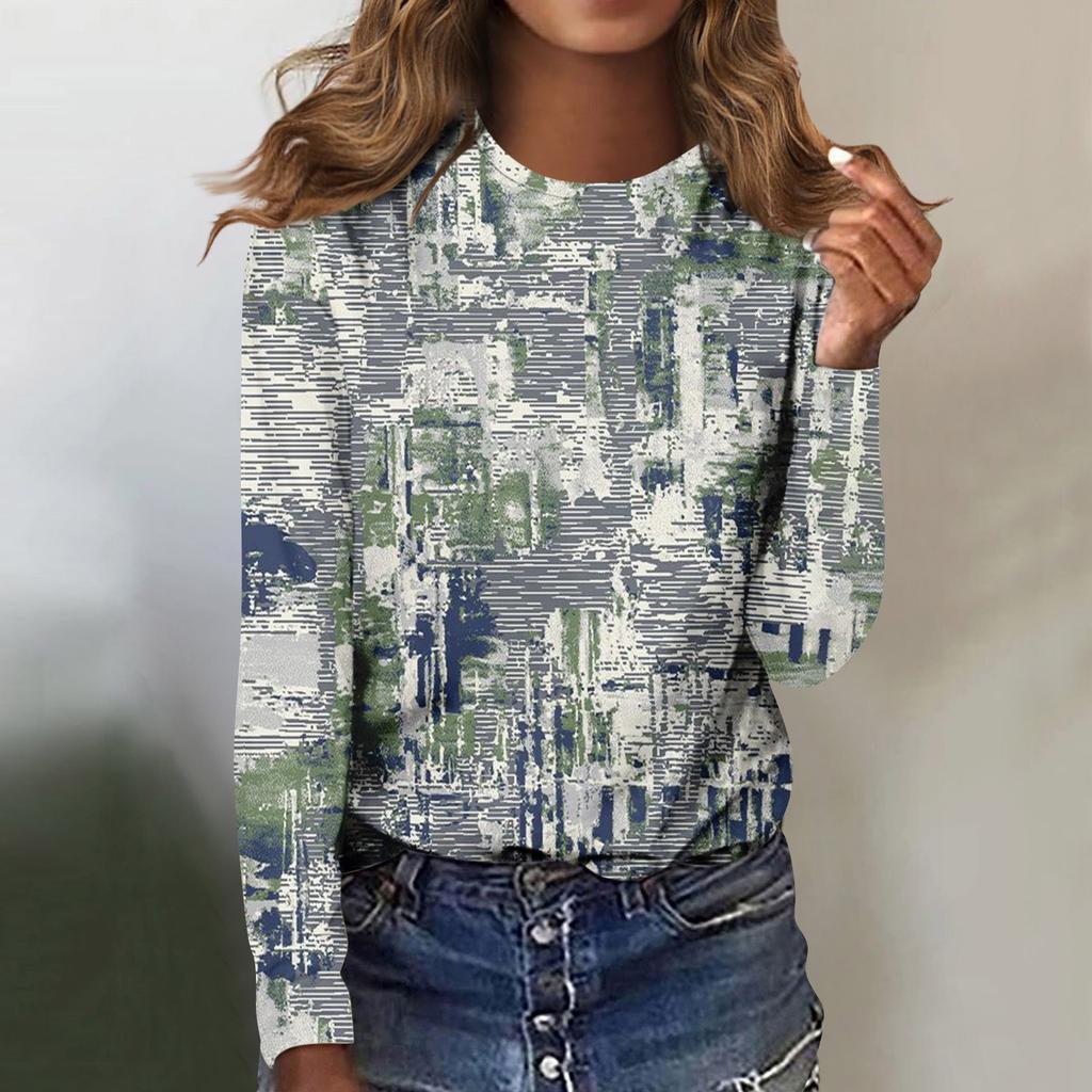 Modisches, lässiges Langarm-Oberteil mit Vintage-Ausschnitt für Damen