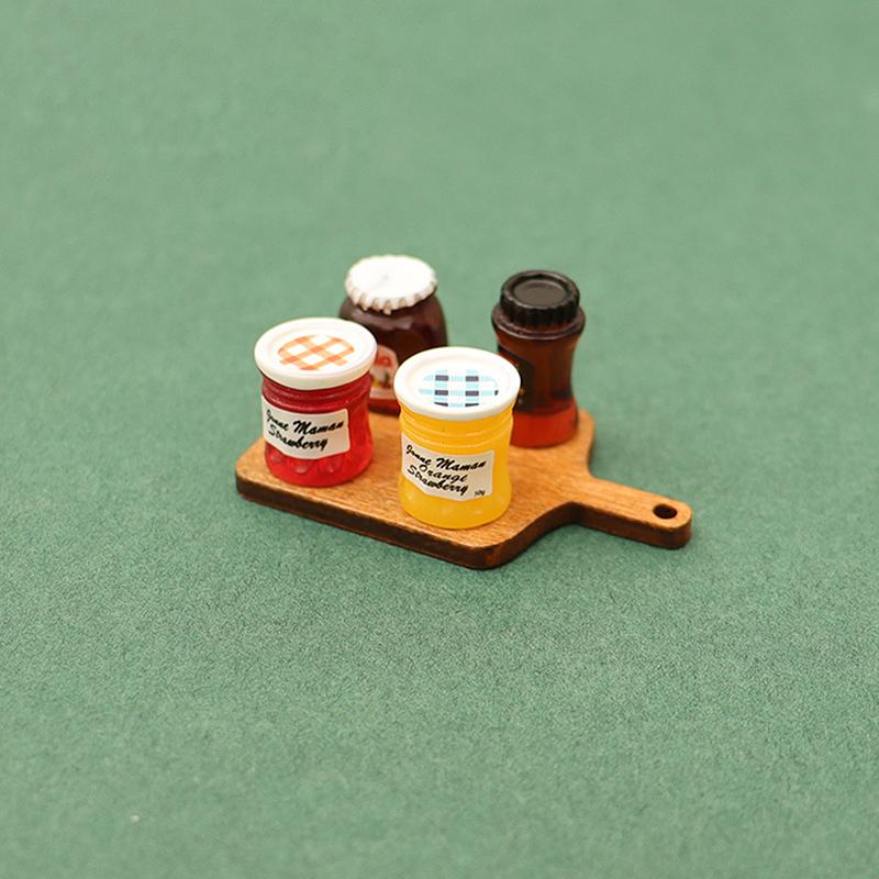 5Pcs/Lot Dollhouse Diy Accessories Miniature Coffee Can Bread Spread Fruit Sauce Jam Food Model Kitchen Decor Toy