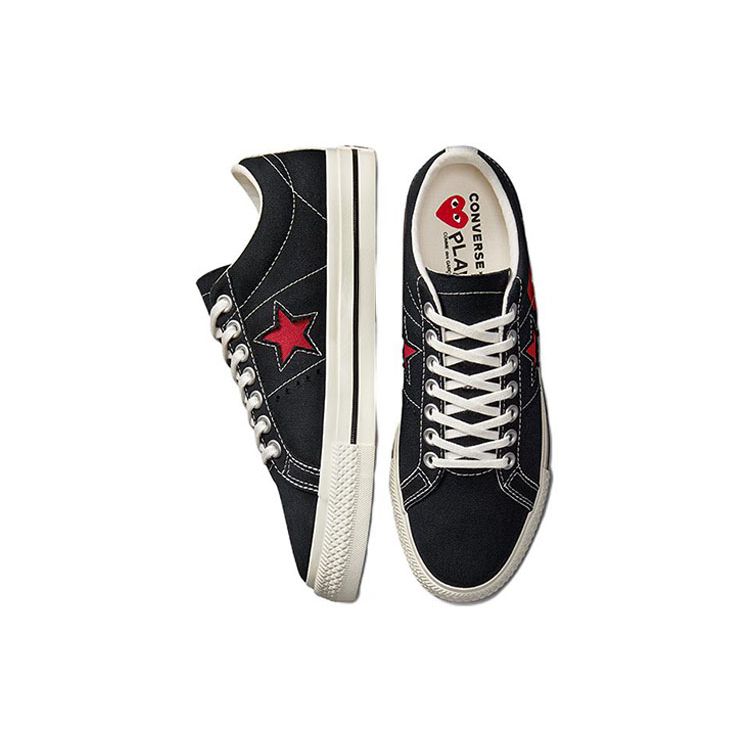 Comme des Garçons Play x Converse One Star Черно-белые унисекс кроссовки Красные A01791C — фото 4