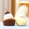 Cute Afternoon Tea Cake Plush Keychain With Soft Short Pile For Bag Decor