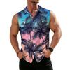 Men's Workwear Lapel Button-Down Vest Shirt - Lightweight Sleeveless Top