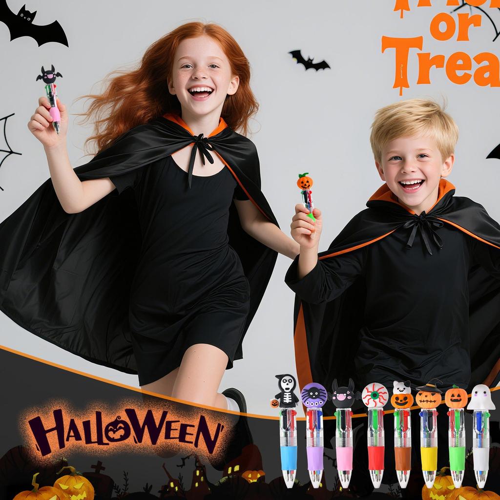 5-50pcs Halloween Themed Pens Kids Halloween Birthday Party Trick Or Treat Favors Gift Mini 4 Colors Ballpoint Pen School Prize