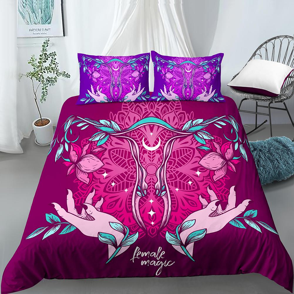 Motte Schmetterling Mond Bettbezug Set Wahrsagerei Stil Bettdeckenbezug mit Kissenbezug King Queen Größe für Teenager Erwachsene Bettwäsche Set