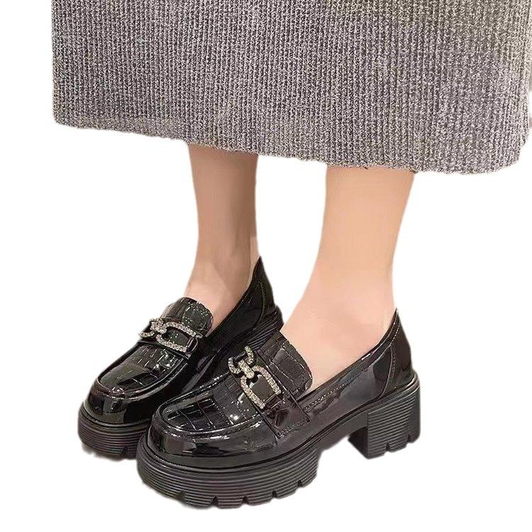Leather British Style Small Leather Shoes Women's 2024 New Spring Platform One-pedal Women's Shoes Popular High-end Loafers