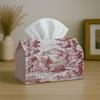 1pc of Vintage Toile De Jouy Tissue Box Cover, Featuring a Pink Landscape with a Carriage. It Is Traditional, High-Quality, Waterproof, Durable, Light