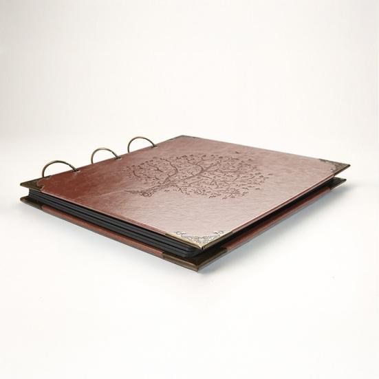 DIY Scrapbook Album, Faux Leather Black Card Photo Album with Ring Binding, Memory Book for Journaling, Retro Scrapbook Gift