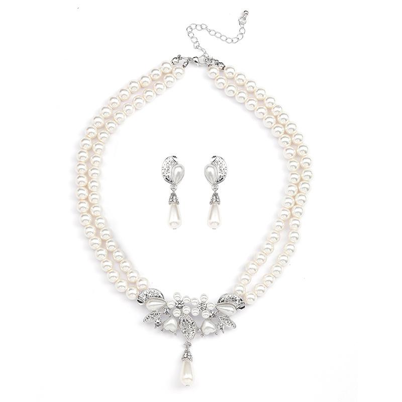 Multilayer Pearl Necklace Earrings Two-piece Bridal Dress Accessories Advanced Design 2026 New