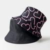 Double-sided Love Printed Bucket Hat Versatile Outdoor Sunshade Sun Hat Showing Washbasin Hat
