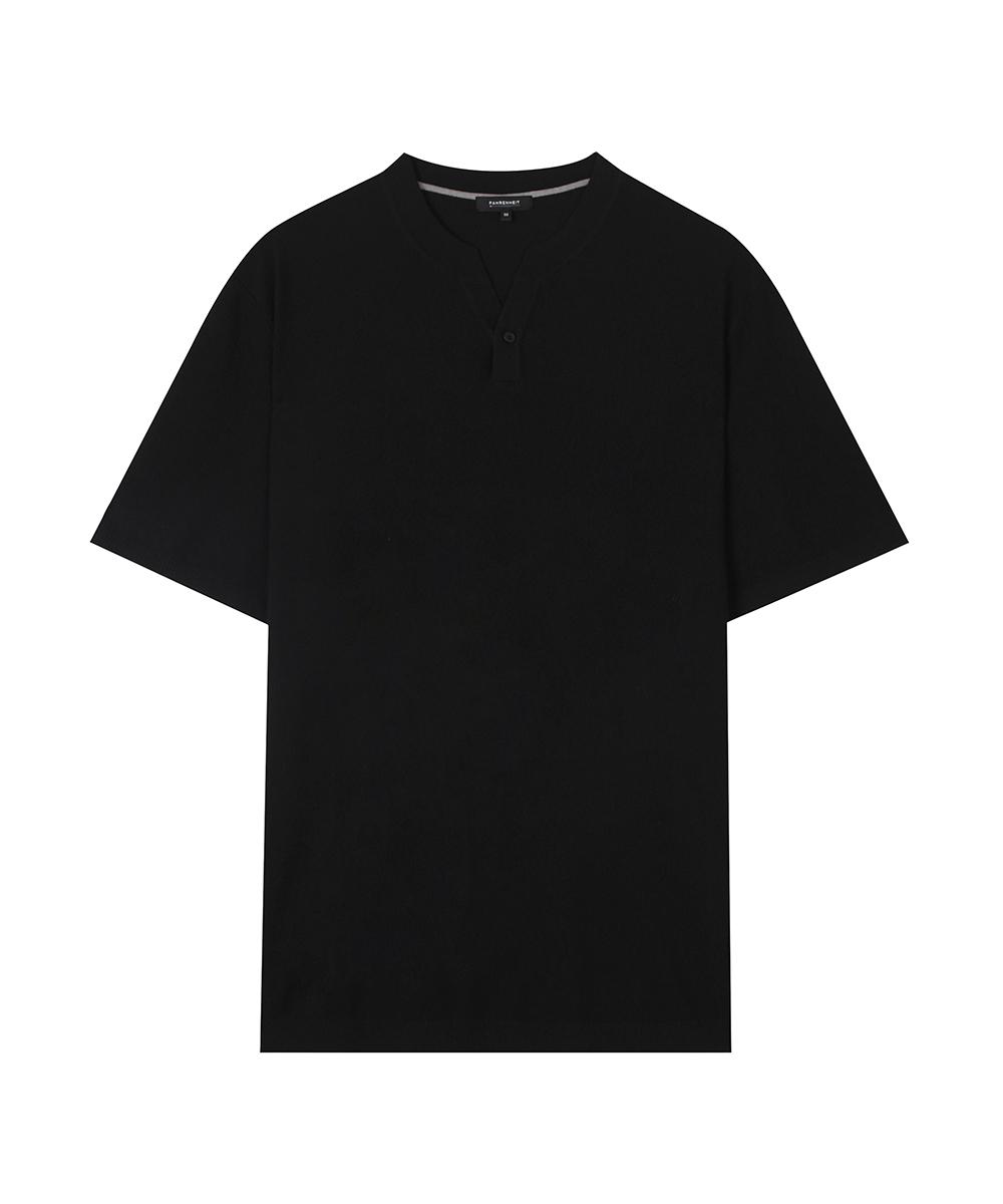 Fahrenheit [Cooley] Cool Touch Henley Neck Knit (Fiucd8512) Bk (Black) / 100