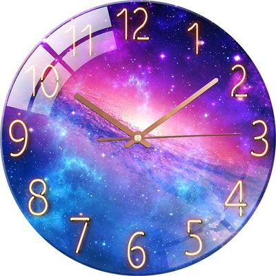 Relógio de parede digital com baixo ruído, relógio de parede Galaxy de 30 cm/12 polegadas, relógio de quartzo silencioso, simples, para decoração de casa, quarto de criança