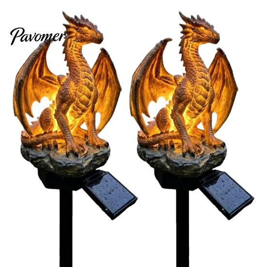 Golden Gorilla Solar Sculpture Dragon Garden Statue Light, Gothic Medieval Resin Outdoor Lantern Sculpture, Elf Light Fantasy Decor for Yard