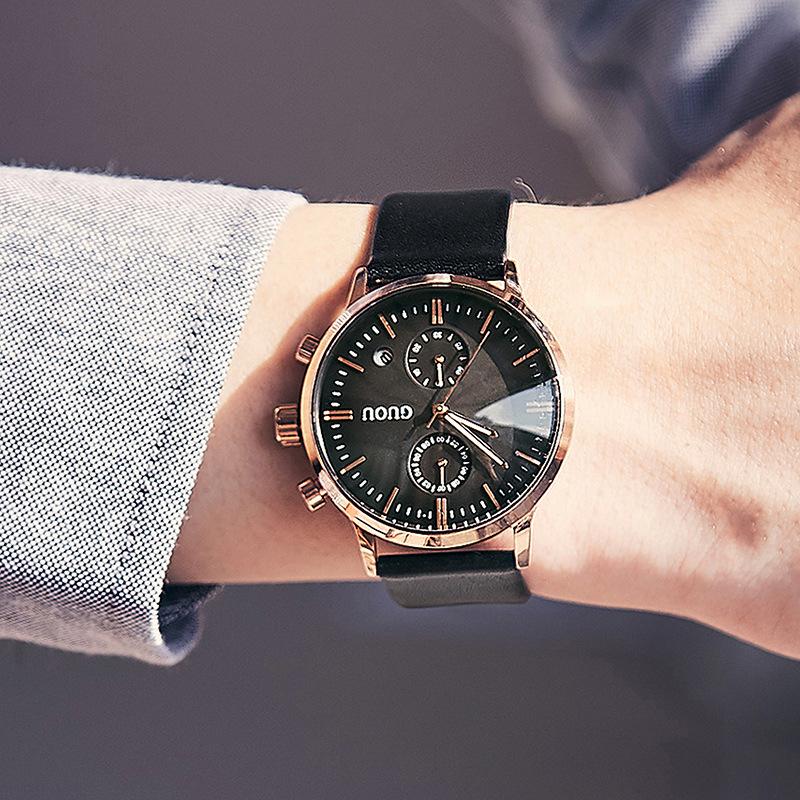 Watch Fashion Quartz Men's Watch Personalized Multifunctional Large Dial Calendar Waterproof Belt Watch for Men