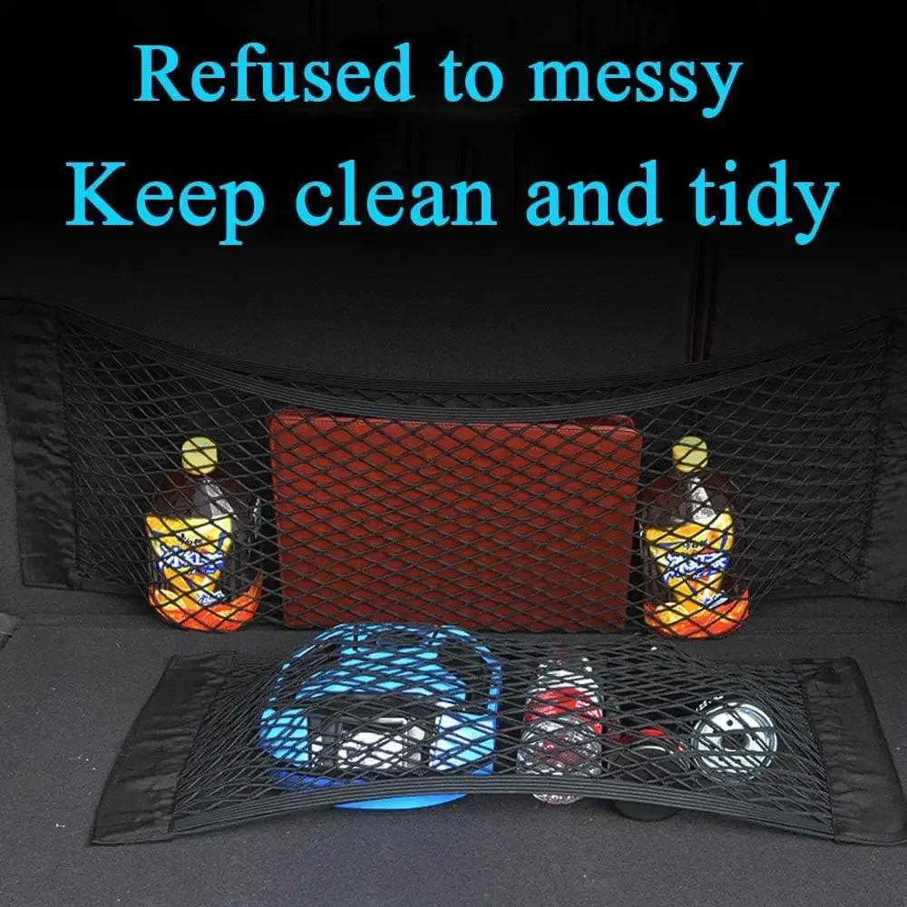 Auto-Aufbewahrungsnetz, dehnbares Netztaschennetz, magischer elastischer Aufkleber, universelles hinteres Netz, Kofferraumtasche, Taschenkäfig, Auto-Organizer
