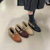 Retro round head plush shoes 2025 autumn and winter Mary Jane warm cotton shoes small leather shoes