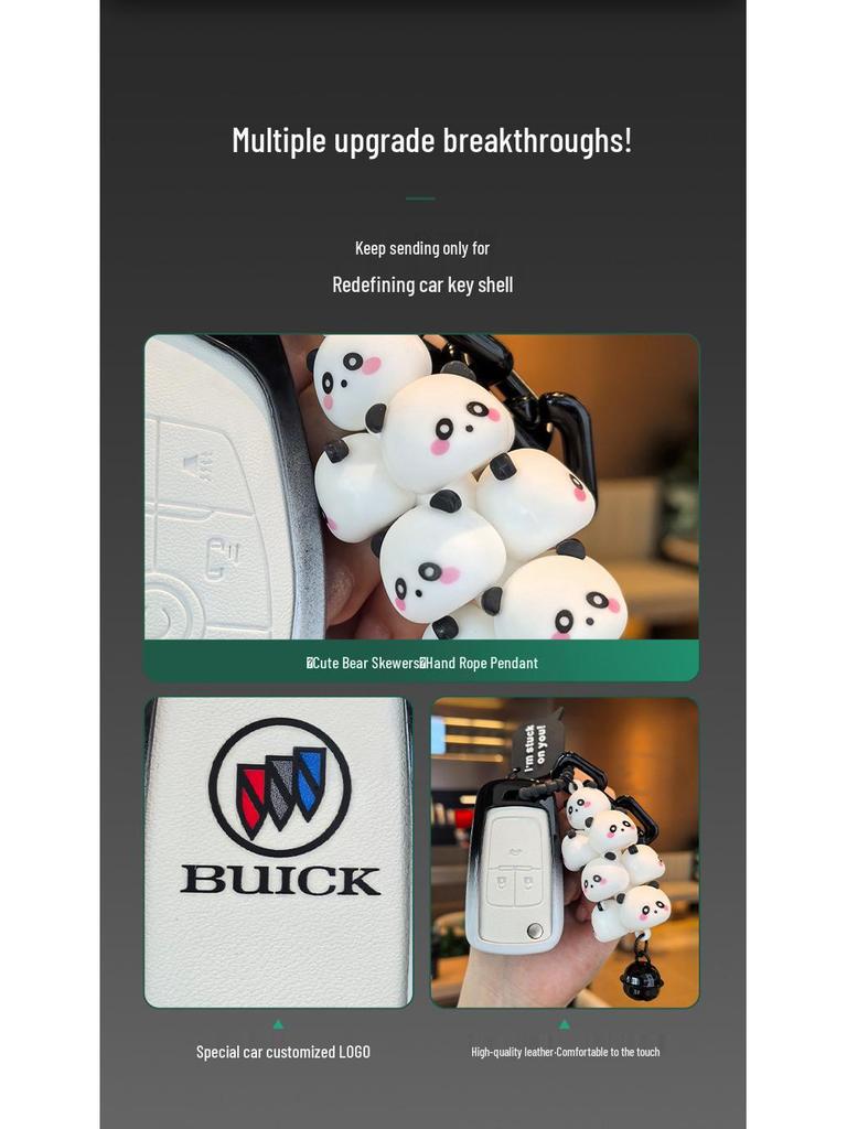 Light Blue Key Cover for Buick Models: Excelle, Encore, GL8, Verano, GL6, Regal, LaCrosse - Designed for Women