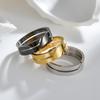 Punk Hip-hop Stainless Steel Geometry Hollowed-out Vacuum Electroplated Couple Rings for Women Men Simple Personality Jewelry