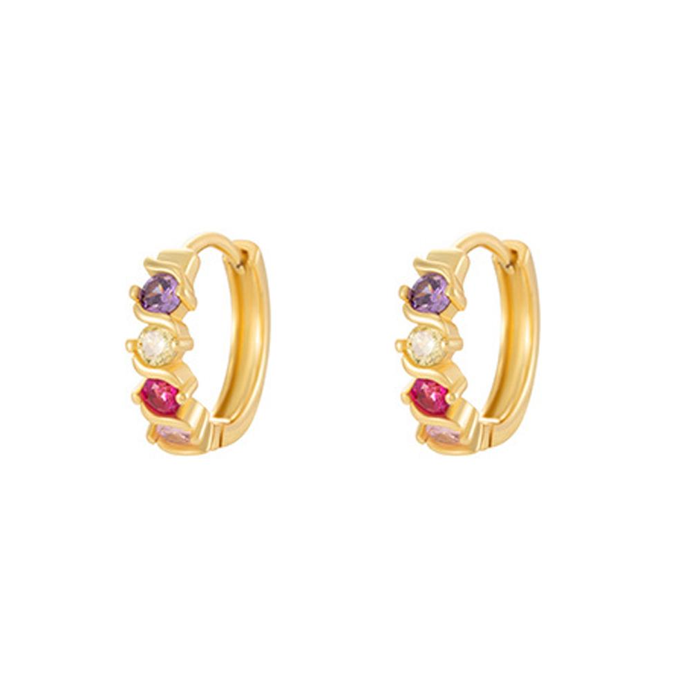 Colorful Crystal Earrings For Women Rainbow Zirconia Hoop Stud Rhinestone Ear Accessory