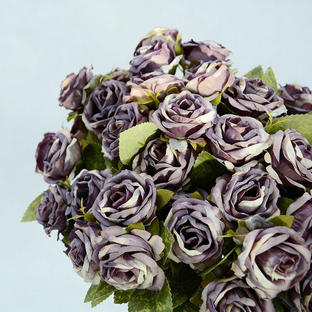 15 Heads Simulation Flower Rose Multicolor Decorative Flower Creative Faux Flower Party Supplies