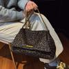 Ladies Gold Zipper Leopard Print Crossbody Bag