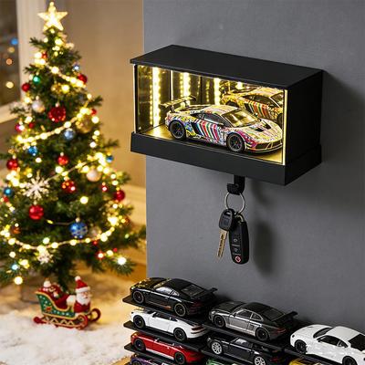 Porte-clés Garage Infini avec Lumière LED Présentoir Modèle de Voiture Porte-clés Effet Tunnel Illusion Infinie Décoration de Maison Cadeau de Noël