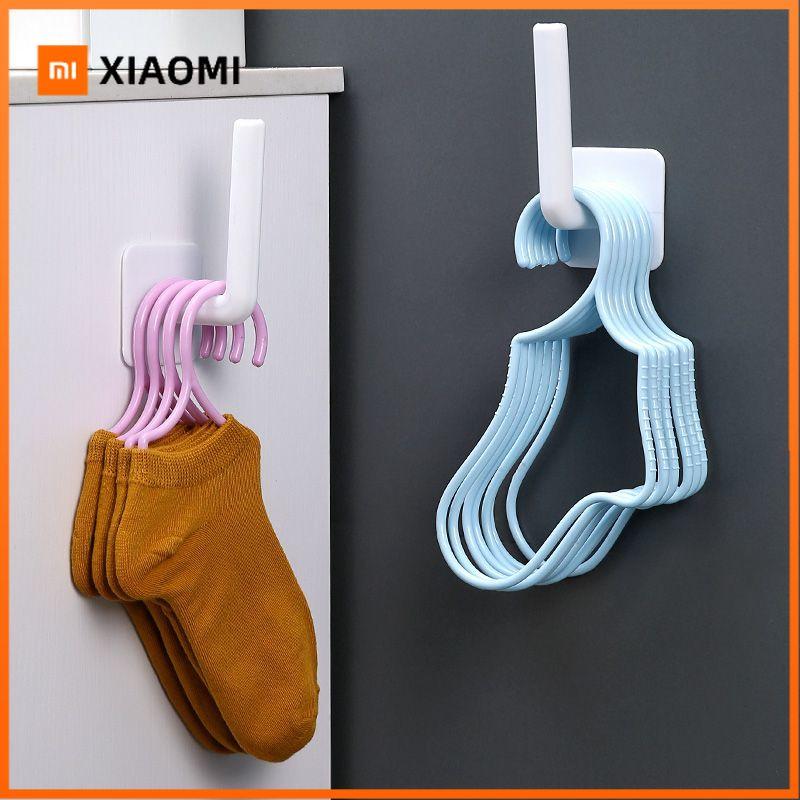 Xiaomi 10pcs Sock Drying Rack, Traceless Anti-Drop Plastic Hanger, Windproof Specialized Dryer for Socks Stockings, Sturdy Clips