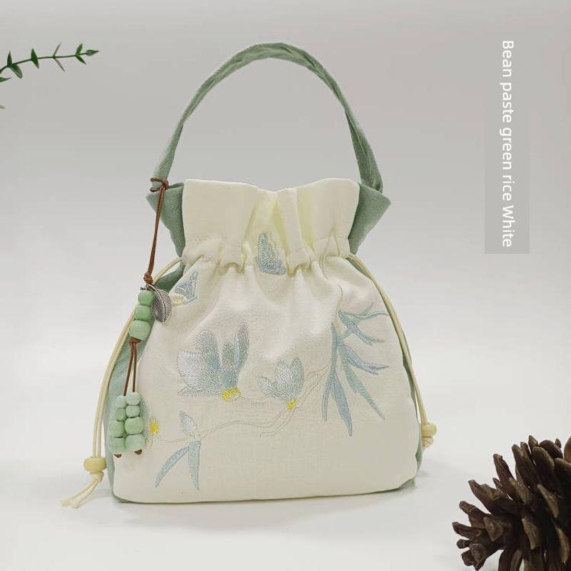 

Ручная вышивка Китайский древний стиль Одежда ханьцев Сумка Холщовая сумка Сумка-тоут Сумка-мессенджер Рюкзак Наплечная сумка Сумки в этническом стиле Женщины Bean paste green rice White small size 20*20