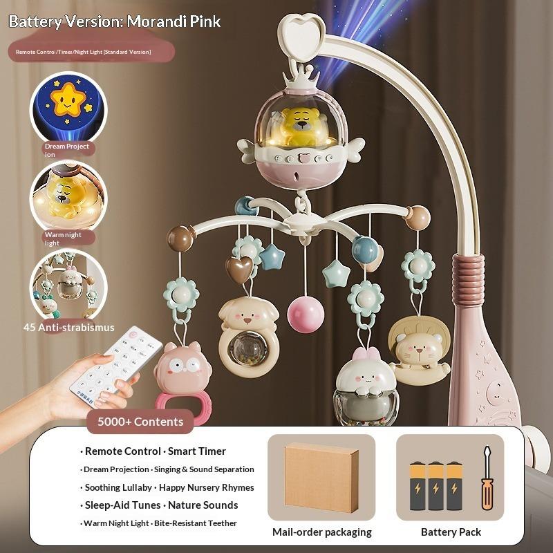 Newborn Baby Plastic Music Mobile Soothing Hanging Toy with Automatic Rotation Bedside Rattle for 0-6 Months