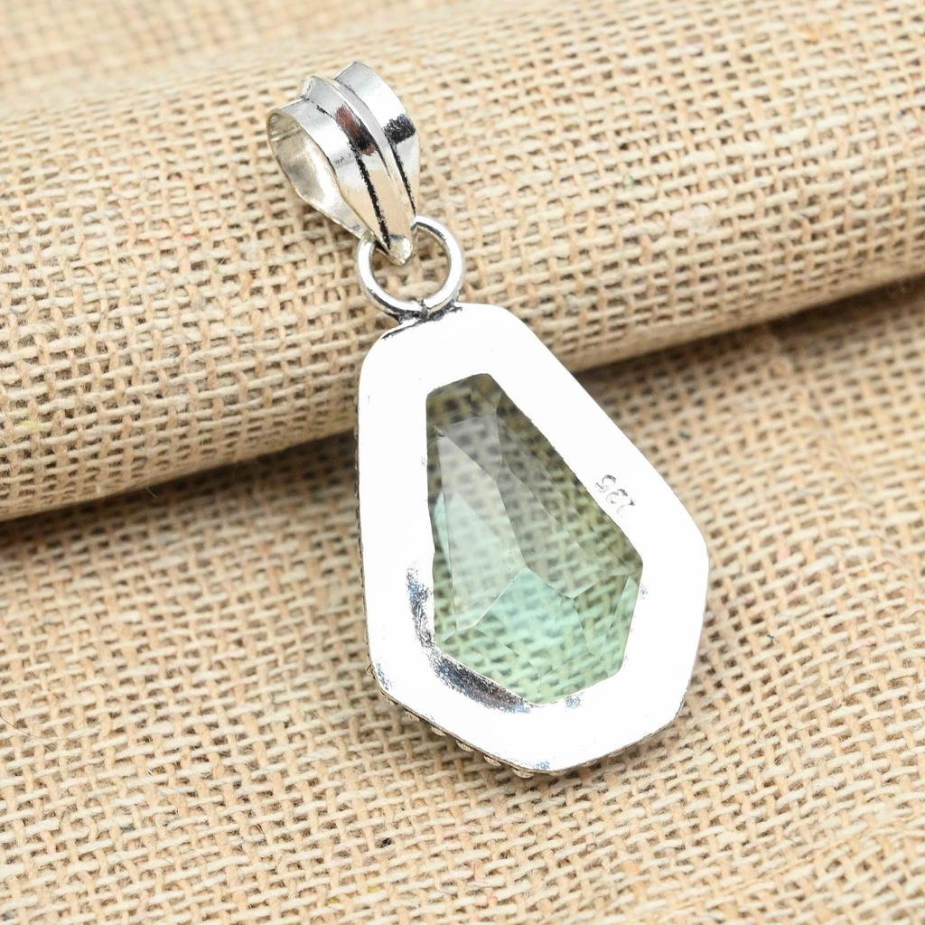 Aqua Apatite Gemstone Solid 925 Sterling Silver Pendant Handmade Jewelry For Gifts