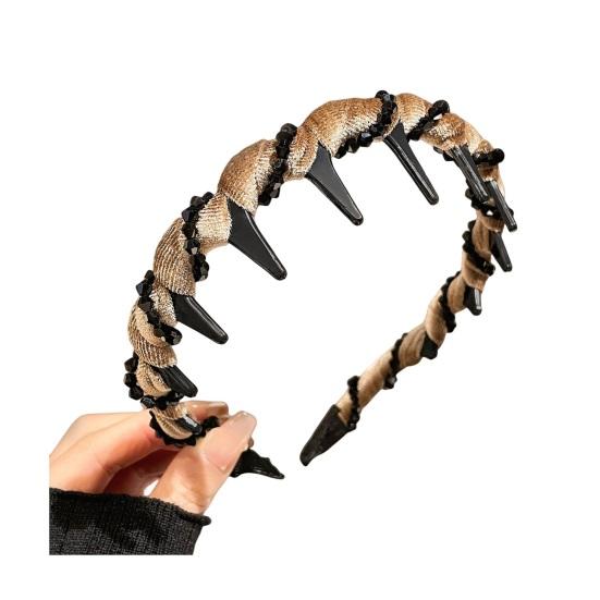 Women Headband Sparkling Rhinestones Decor Anti-slip Teeth Hair Hoop Versatile
