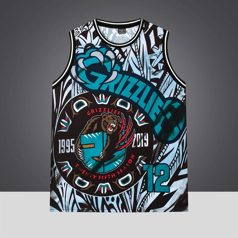 Basketballtrikot - Künstlerische Stammesgrafik Nummer "12" Design "GRIZZLIES 1995-2019" 25. Saison Sportliches Trikot