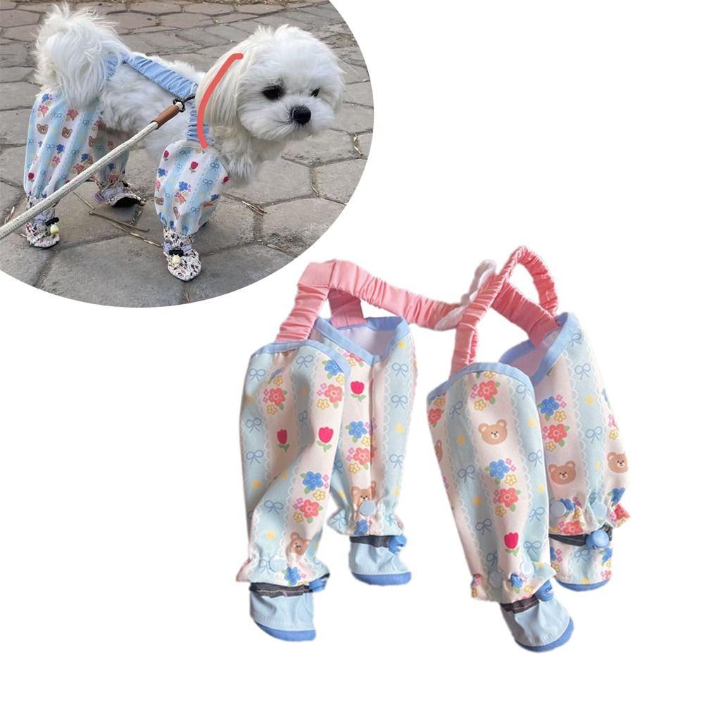 Polyester Dog Four Legged Pants With Shoes Dog Leg Protection Pants  Summer