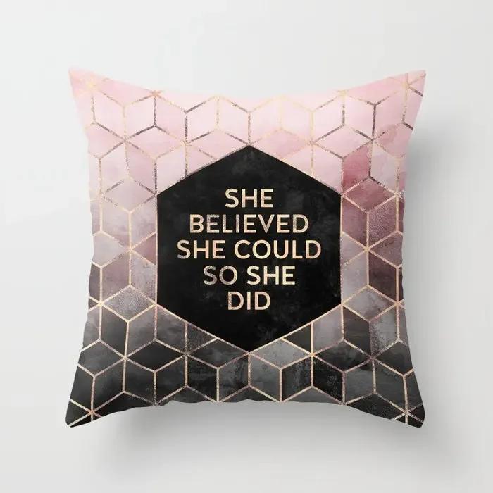 Brand New Gold Black Marble Geometric Cushion Covers Polyester Modern Decorative Throw Pillows Cover Sofa Car Seats Pillows Case