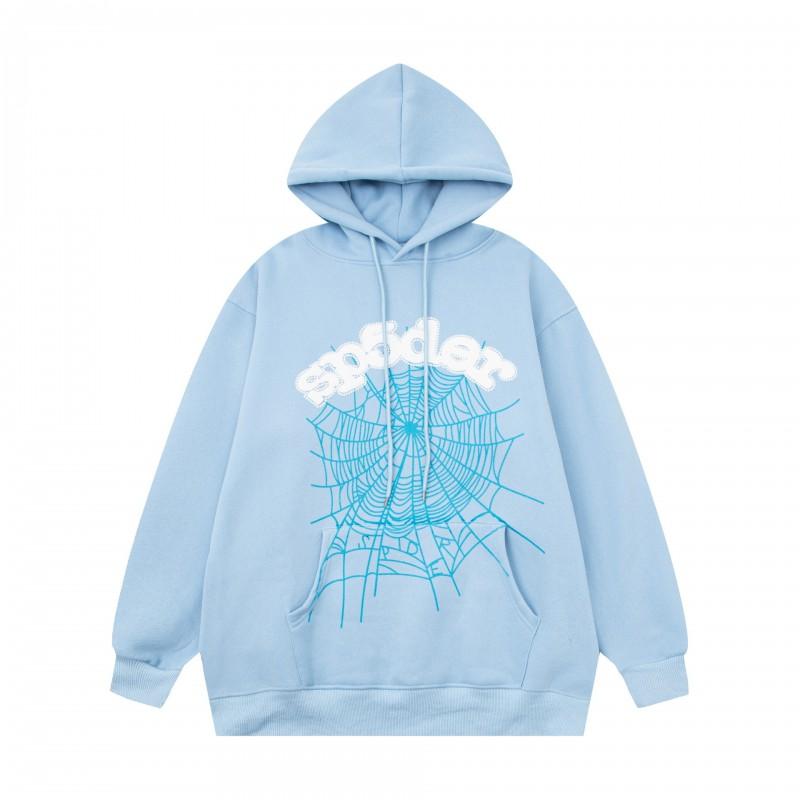 Mens Oversized Hooded Sweatshirt With Spiderweb Foam Print Cotton Fleece-Lined