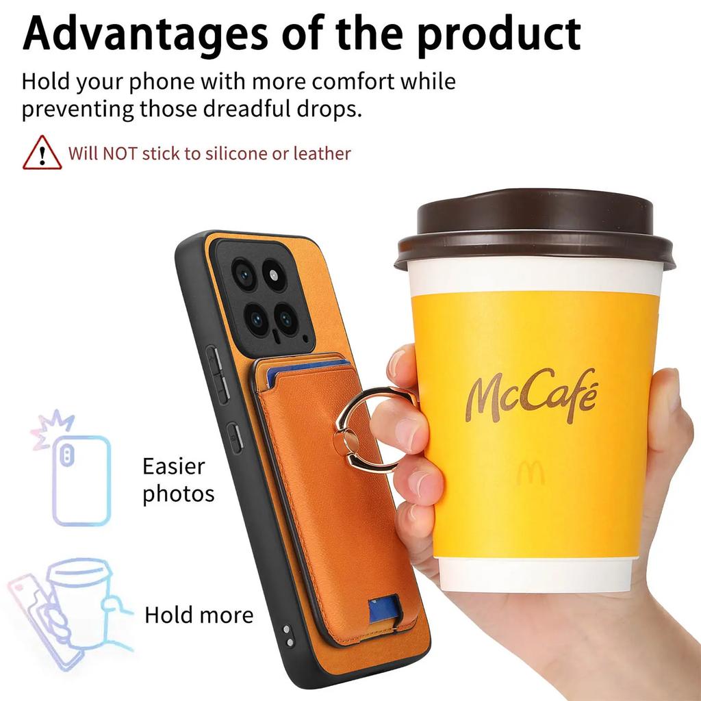 2 In 1 Vertical Card Solt Magnetic Ring Holder Wallet Case For Redmi Note 13 Pro Plus 12 11 13T POCO X6 14 Ultra Bag Stand Cover