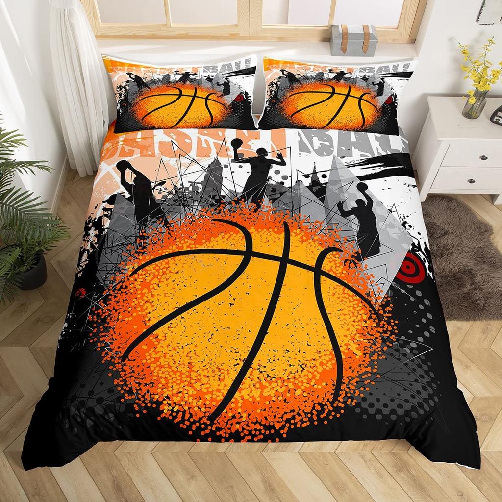 Basketball Duvet Cover Queen Blue Red Green Tie Dye Bedding Set Grunge Neon Sports Comforter Cover Neon Ball Game Quilt Cover
