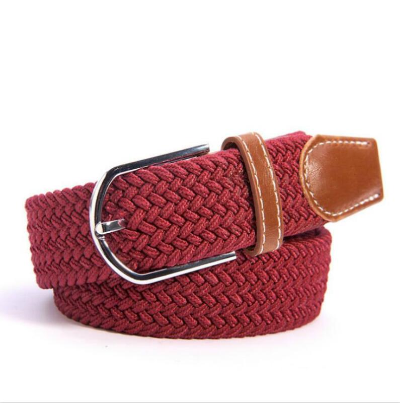 Men Women Colorful Elastic Stretchy Belt Leather End and Silver Metal Buckle Jeans Pant Accessory