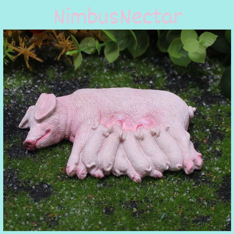 Landscape Micro Resin Pig And Piglet Ornament Farm Scene Decoration Home For