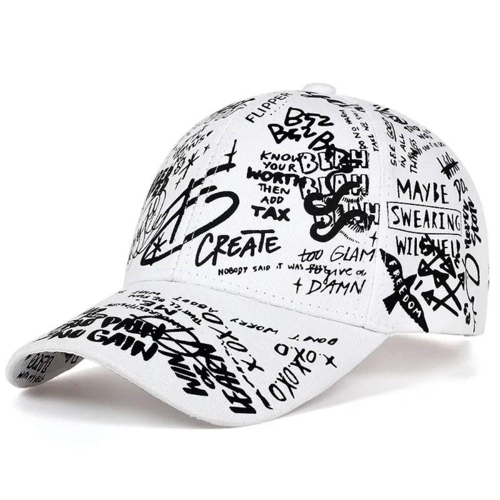 Quick Dry Baseball Caps UV Protection Letter Geometry Printing Sunscreen Hat Colorful Graffiti Print Hip Hop Sun Hat Outdoor