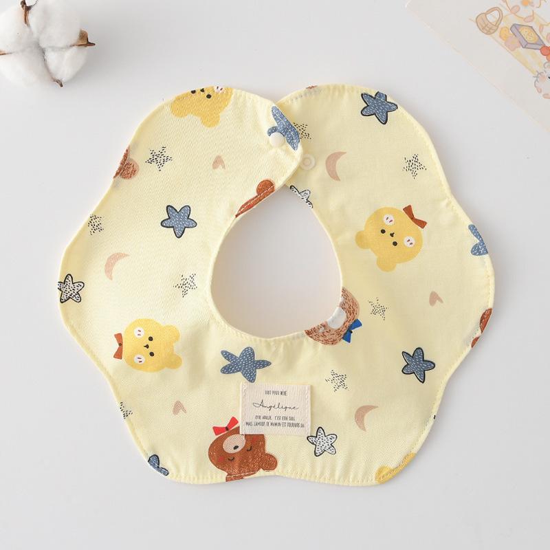 Lätzchen im koreanischen Stil aus 100% Baumwolle für Babys, 6-lagige Mullwindeln mit niedlichen Hasen- und Bärenohren