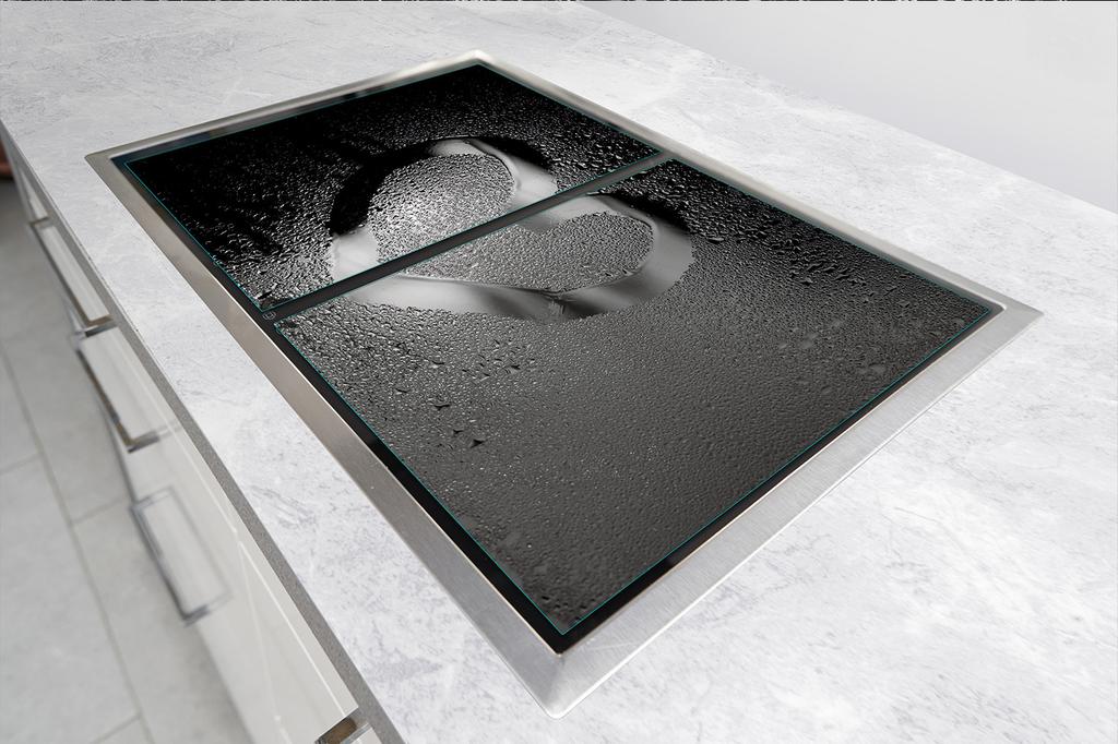 PIANO IN VETRO e TAGLIERE 100x52 CUORE