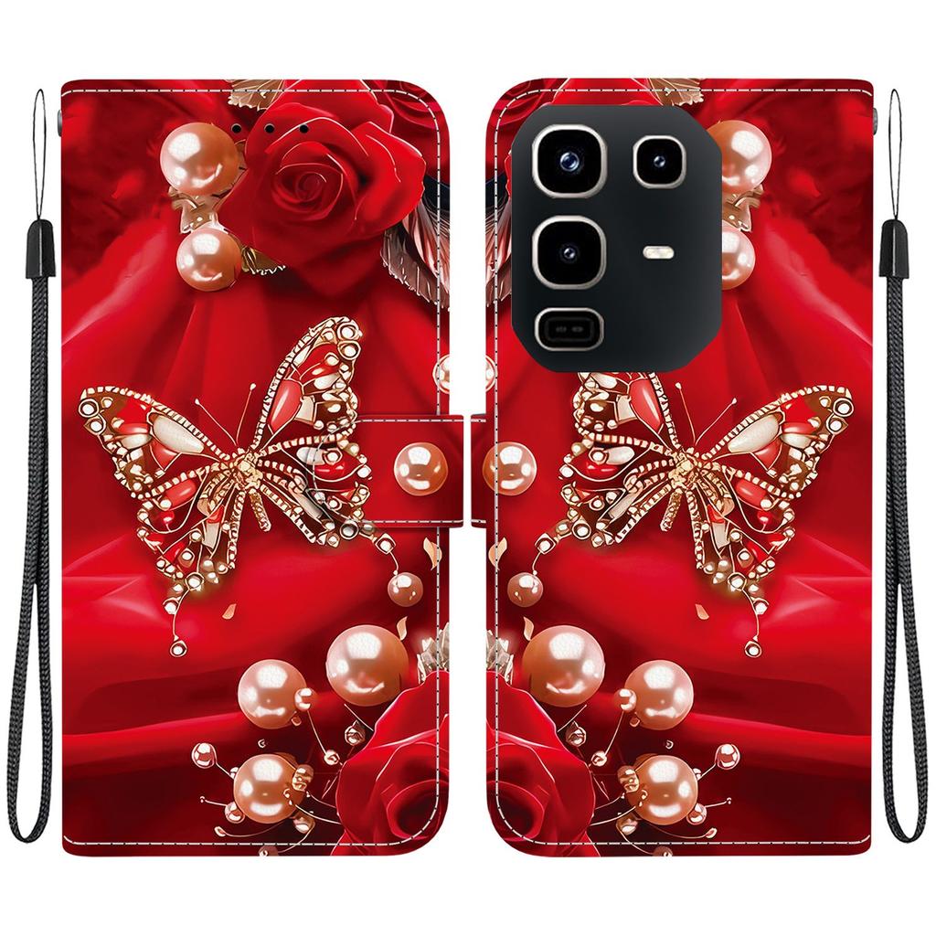 Handmade PU Leather Flip Case for Infinix Note 50 4G/Note 50 Pro 4G (X6858/X6855) Anti-Slip Shockproof Cover with Wrist Strap & Heart/Rose Cat Designs